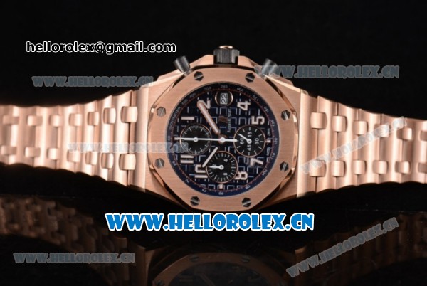 Audemars Piguet Royal Oak Offshore Seiko VK67 Quartz Rose Gold Case/Bracelet with Black Dial and Arabic Numeral Markers - Click Image to Close